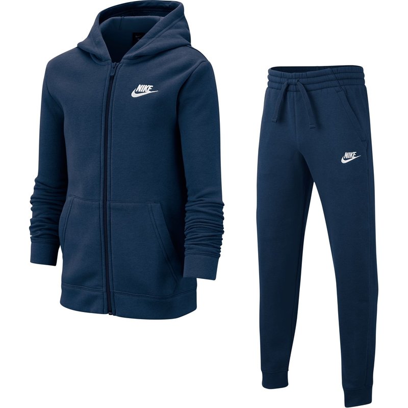 Navy blue on sale nike fleece tracksuit