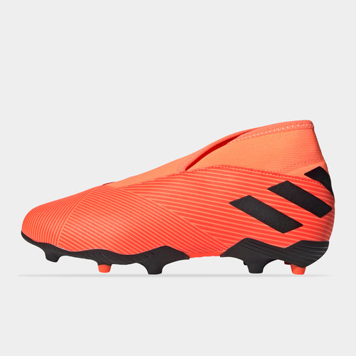 orange laceless football boots
